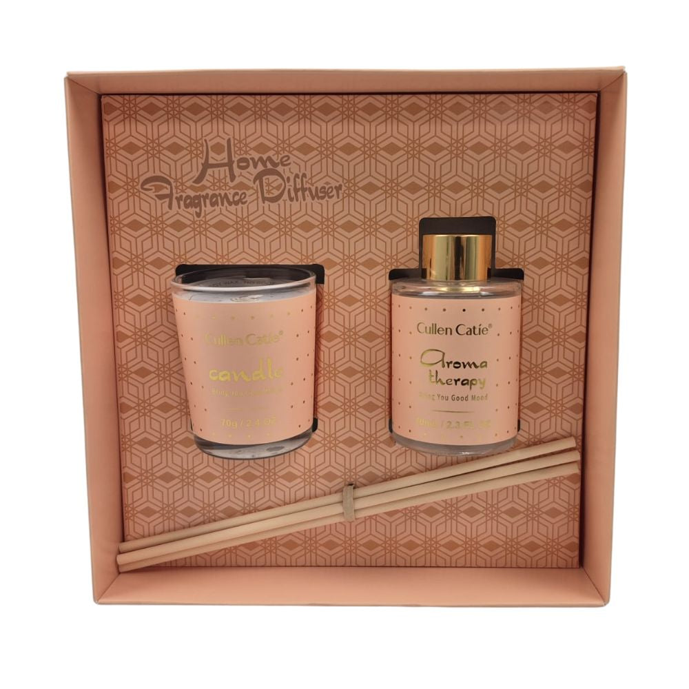 Cullen Catie Geurset 3-delig – Geurdiffuser 70 ml & Geurkaars 70 g in Oranje