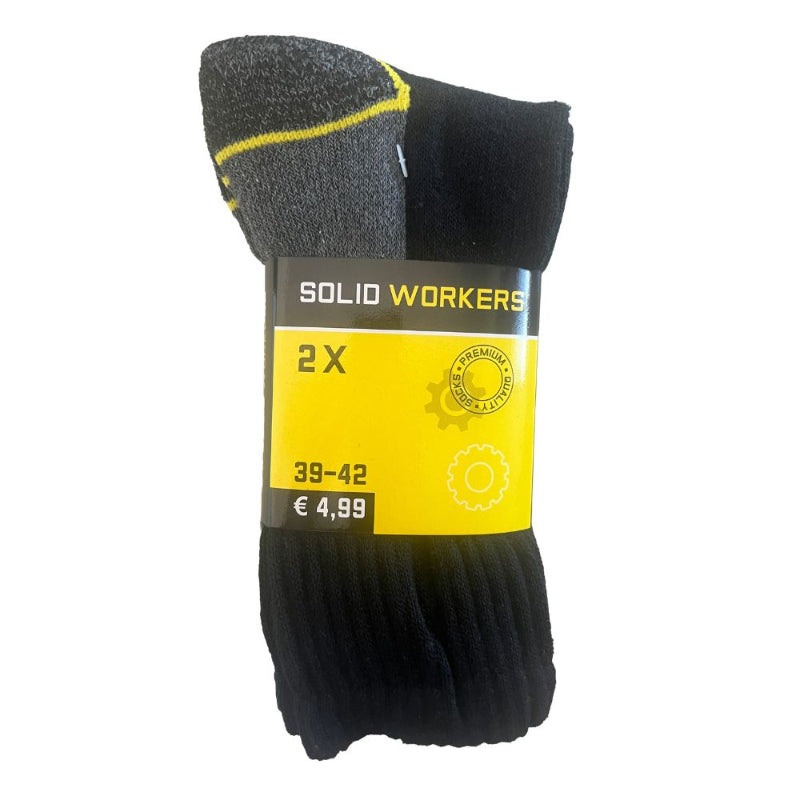 Solid Workers Werksokken Zwart – 2 Paar – Maat 43-46