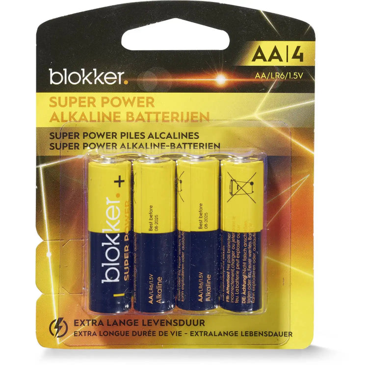 Blokker Super Power AA Alkaline Batterijen – 4 Stuks – 1.5V 2600 mAh