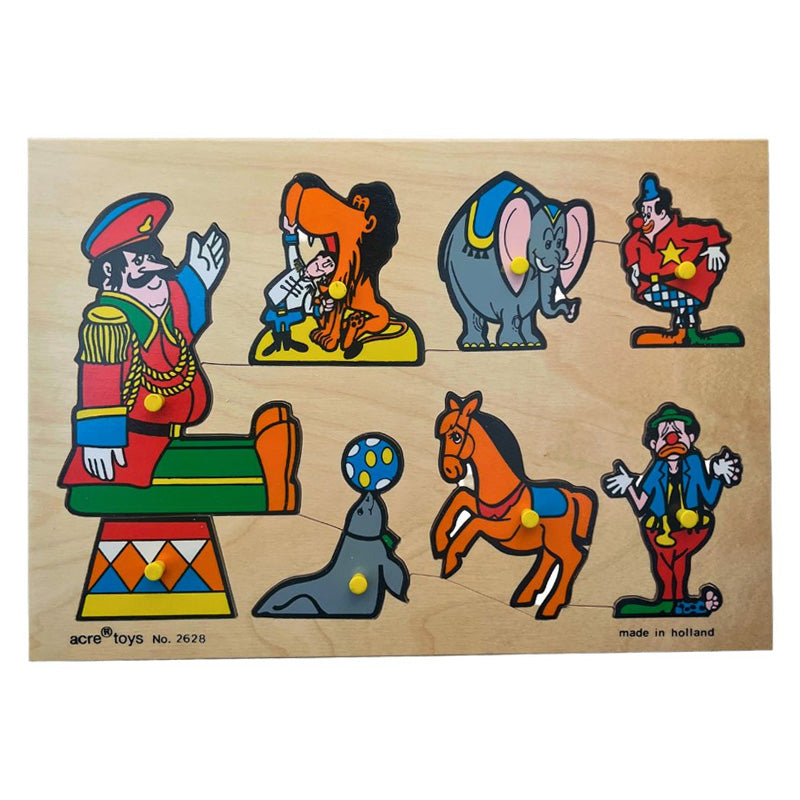 Acre Houten Circus Puzzel met Knoppen – Kinderpuzzel met Pins 29x20 cm