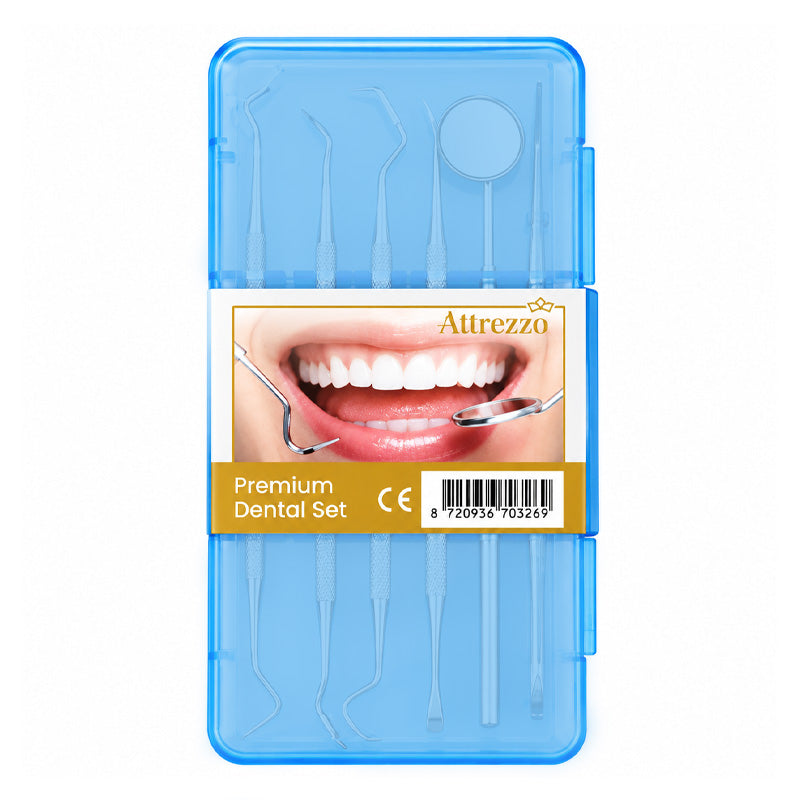 ATTREZZO® 7-Delige Premium RVS Tandverzorgingsset – Duurzaam en Handig voor Grondige Gebitsverzorging