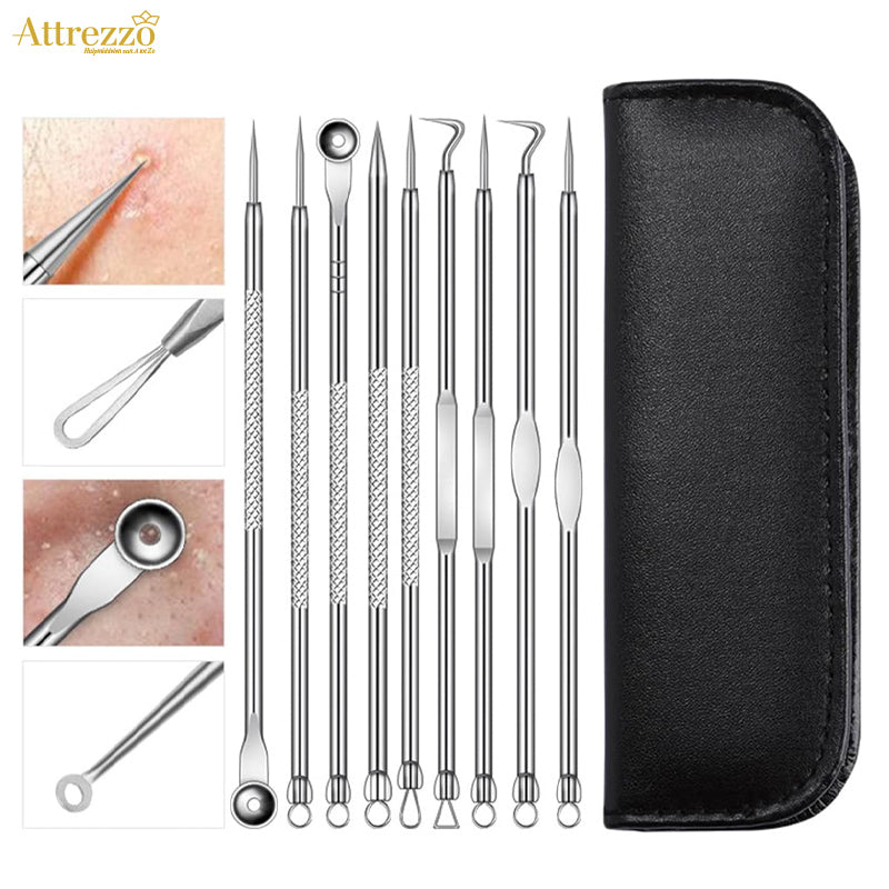 Acne Gereedschapsetje – Mee-eter verwijderset met metalen of lederen case 🧼🔍