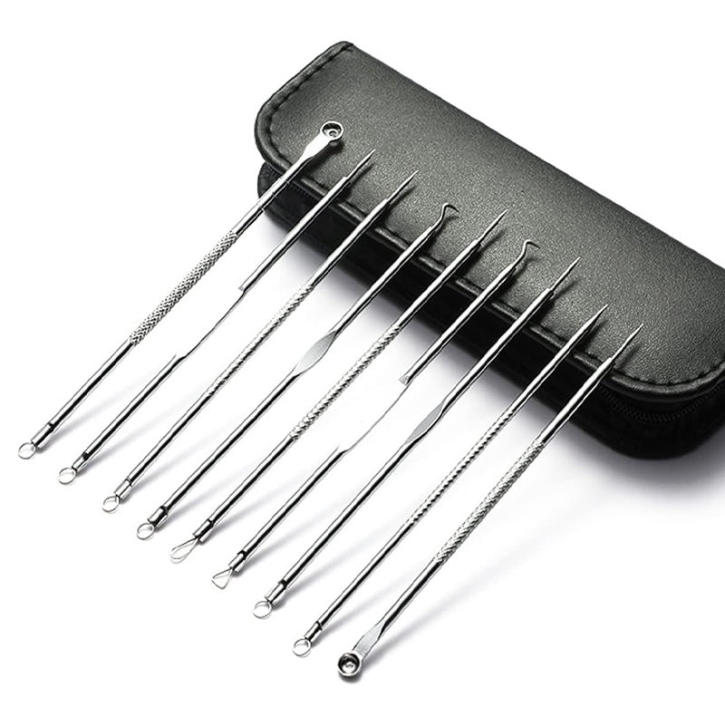 Acne Gereedschapsetje – Mee-eter verwijderset met metalen of lederen case 🧼🔍