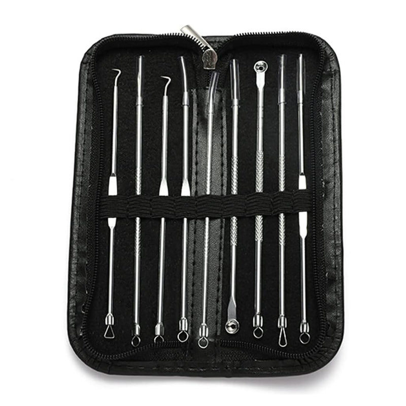 Acne Gereedschapsetje – Mee-eter verwijderset met metalen of lederen case 🧼🔍