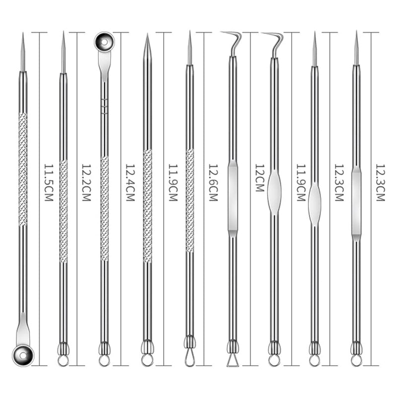Acne Gereedschapsetje – Mee-eter verwijderset met metalen of lederen case 🧼🔍