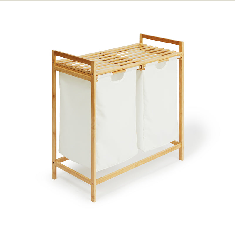 Bamboo Rack with Two Laundry Baskets