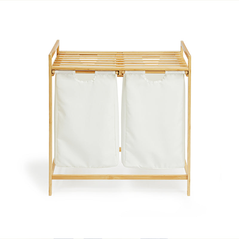 Bamboo Rack with Two Laundry Baskets