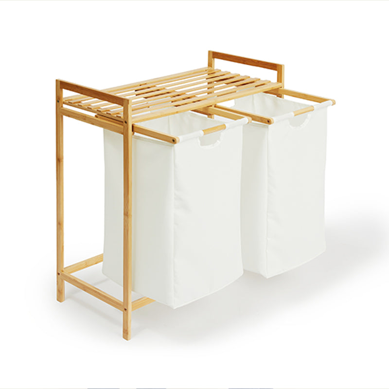 Bamboo Rack with Two Laundry Baskets