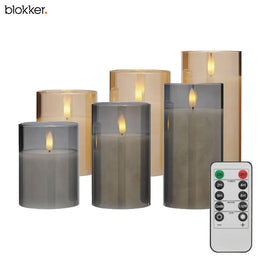 Blokker - LED Kaarsen met Afstandsbediening – 3 Stuks – Amber of Grijs