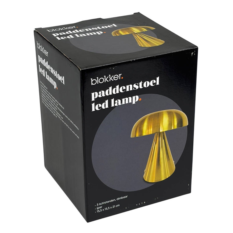 Blokker Paddenstoel LED Lamp Goud – Oplaadbare Mushroom Tafellamp