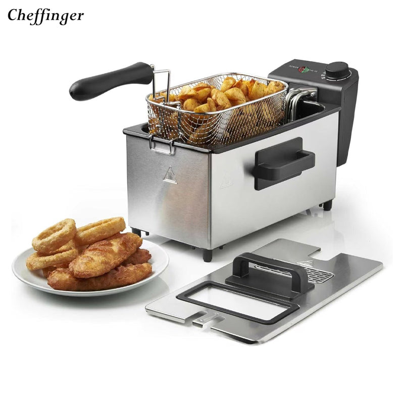 Cheffinger 3-Liter RVS Frituurpan – Krachtige 2000W Friteuse met Kijkvenster