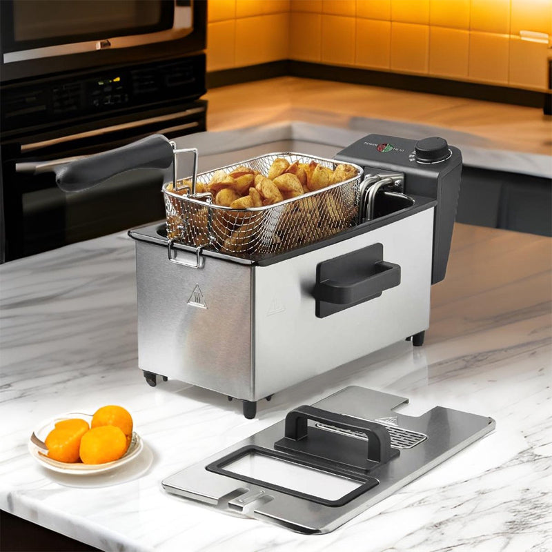 Cheffinger 3-Liter RVS Frituurpan – Krachtige 2000W Friteuse met Kijkvenster