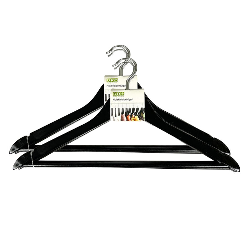 10-Pack Houten Kledinghangers – Zwart