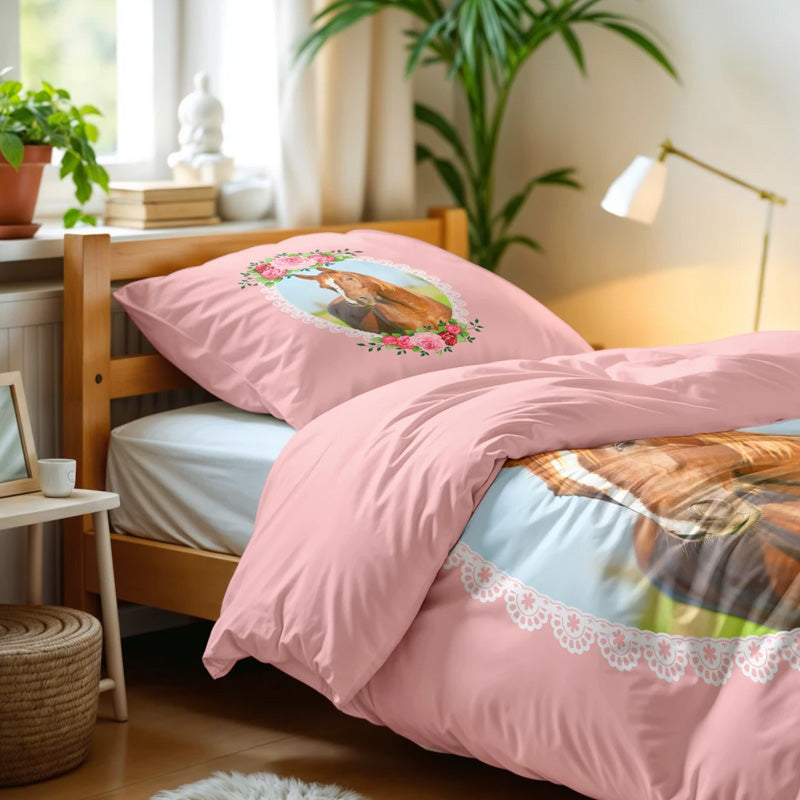 Cute Horse Roze Dekbedovertrek 140x200/220 – 3 halen = 2 betalen