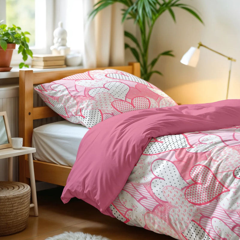Hearts Love Roze Dekbedovertrek 140x200/220 – 3 halen = 2 betalen