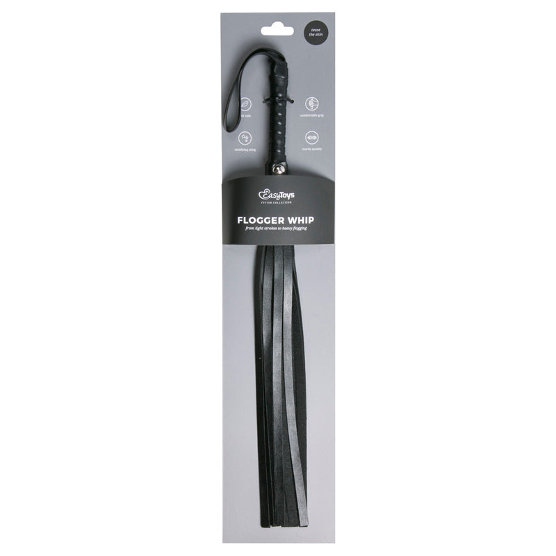 EasyToys Kunstleren Zweep Zwart – Spannend BDSM Accessoire voor Sensatie en Spel