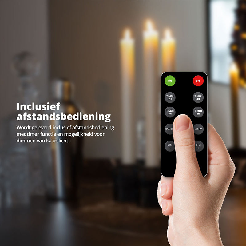 LED Dinerkaarsen met Bewegende Vlam – Off White, Antraciet, Taupe