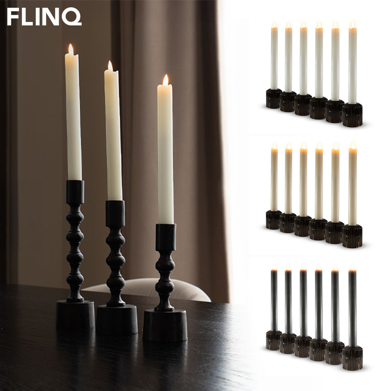 LED Dinerkaarsen met Bewegende Vlam – Off White, Antraciet, Taupe