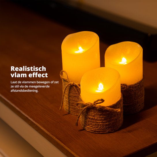 LED Kaarsenset – Realistische LED Kaarsen met Touwafwerking