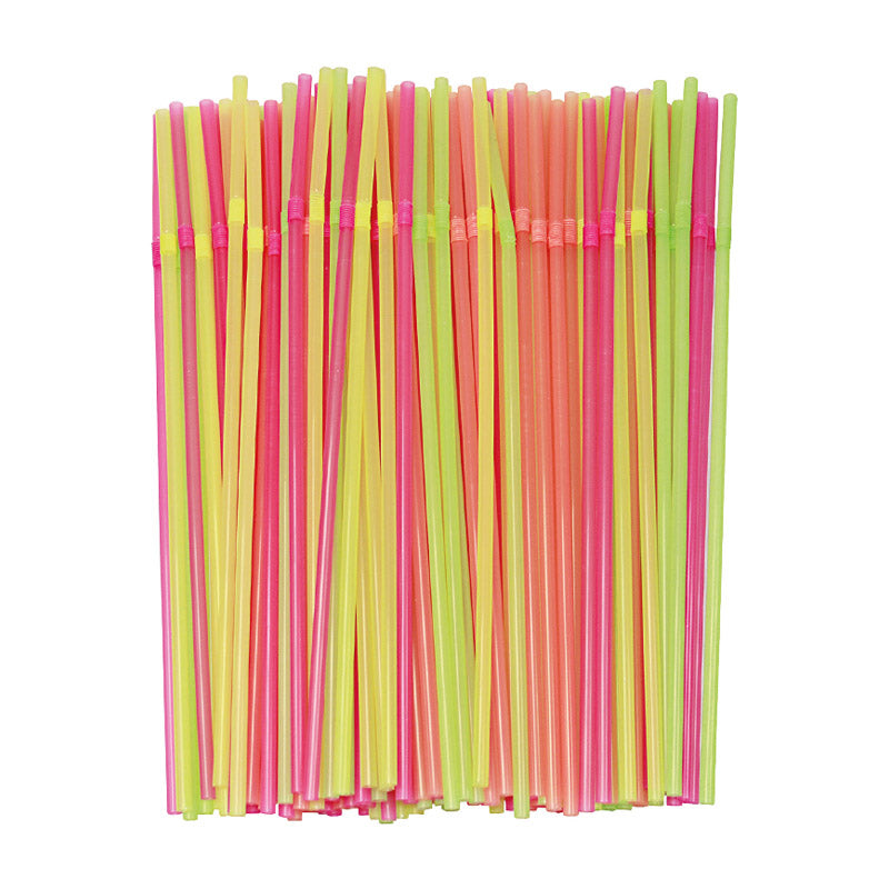 100-Stuks Gekleurde Plastic Rietjes – Feestelijk