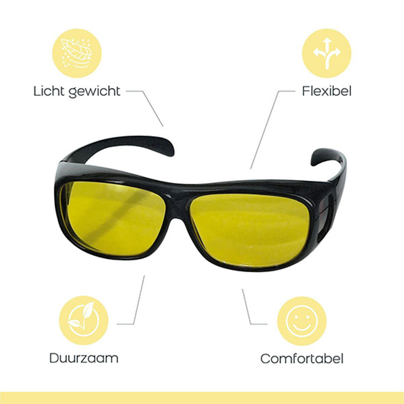 HD Glasses Nachtzicht Bril Geel – Comfortabel & Veilig Autorijden in het Donker