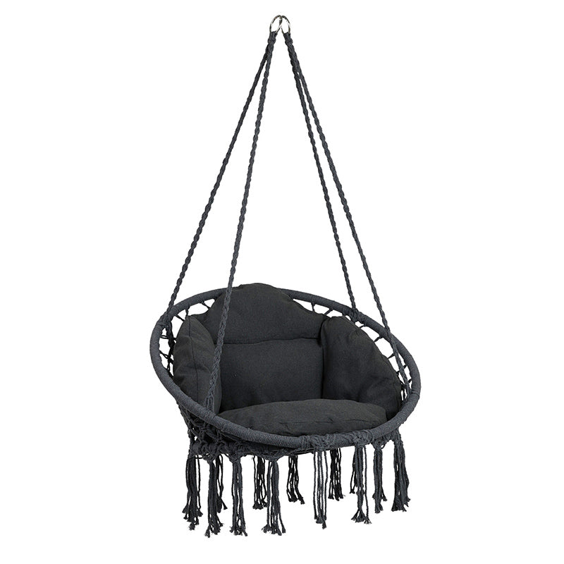 Ronde Hangstoel met Kussen β Zwart π€ | Comfort en Stijl in je Tuin of Interieur