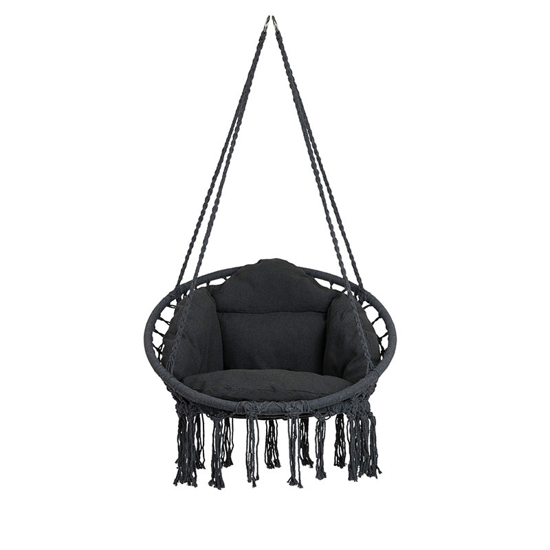 Ronde Hangstoel met Kussen β Zwart π€ | Comfort en Stijl in je Tuin of Interieur
