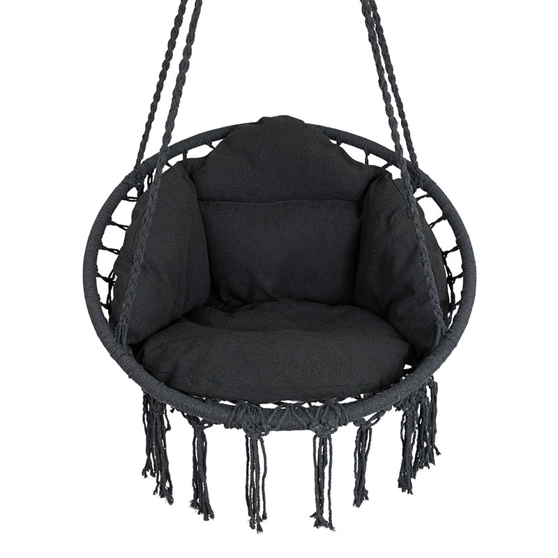 Ronde Hangstoel met Kussen β Zwart π€ | Comfort en Stijl in je Tuin of Interieur