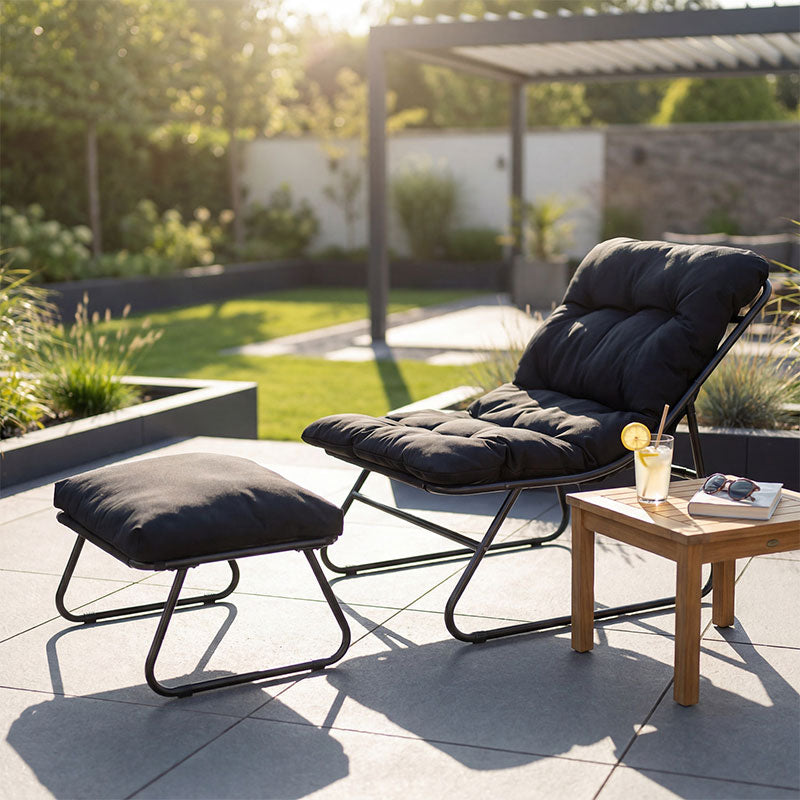 Lounge Stoel met Voetenbank – Comfortabele Relaxstoel voor Binnen & Buiten