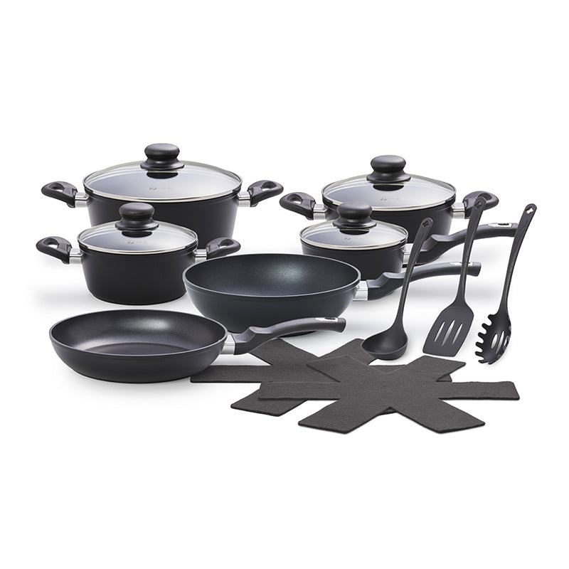 15-Delige Pannenset Zwart – Geschikt voor Alle Warmtebronnen 🍳🔥