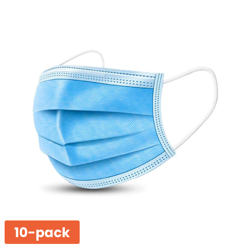 10-Pack 3-Laags Mondkapjes – Latexvrij met Elastiek