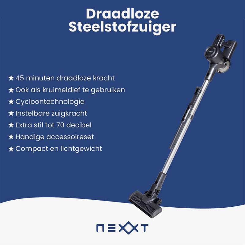 Draadloze Steelstofzuiger met Cycloontechnologie