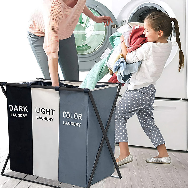 Opvouwbare Wasmand met 3 Vakken – Slim Was Scheiden