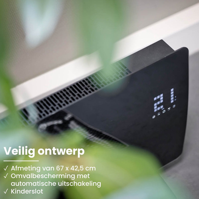 Curved Verwarmingspaneel van Glas – Zwart