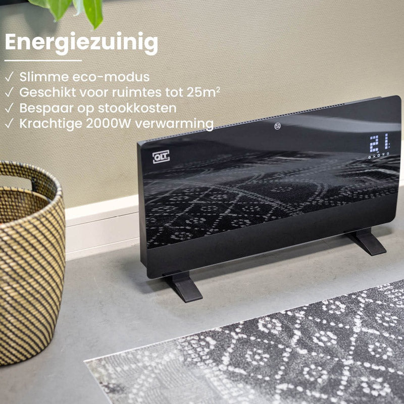 Curved Verwarmingspaneel van Glas – Zwart