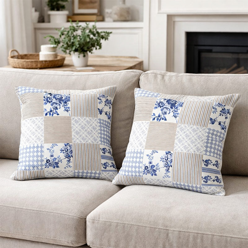 Quentin Sierkussens 40x40 cm 2-Pack – Blueprint Design met Vulling