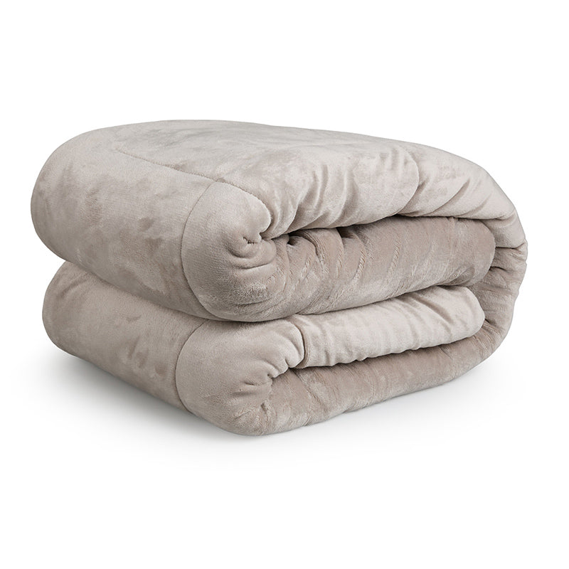 2-Zijdige Luxe Sherpa Deken – Lichtgrijs/Taupe