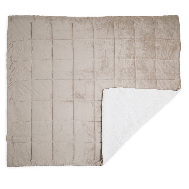 2-Zijdige Luxe Sherpa Deken – Lichtgrijs/Taupe
