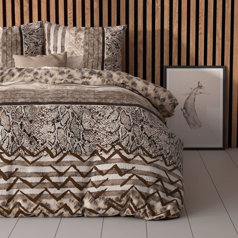 1+1 actie - Dekbedovertrek Cozy Panther Bruin
