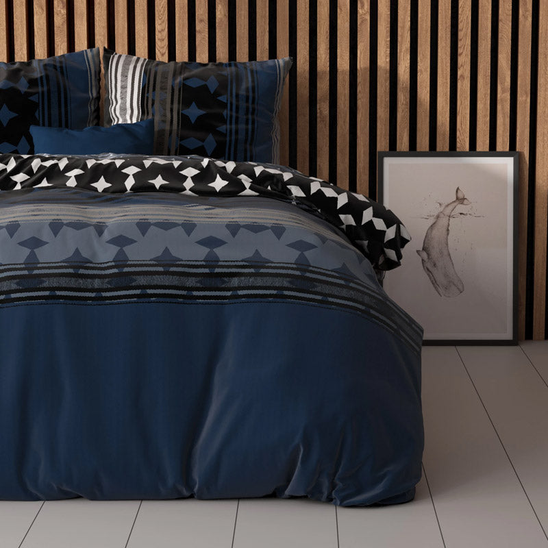 1+1 actie - Dekbedovertrek Scanda Navy