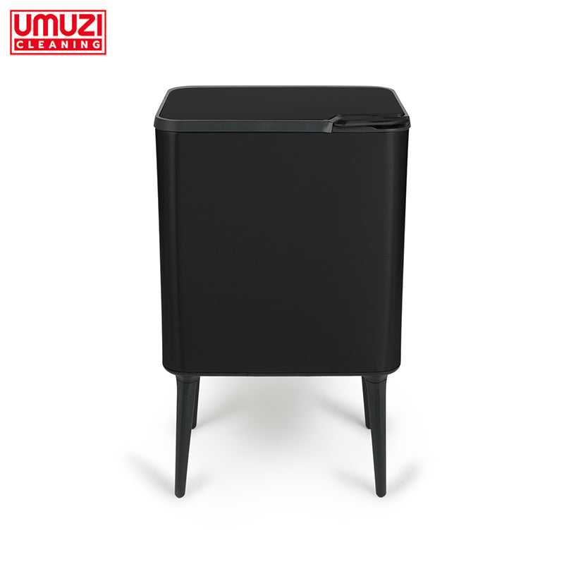 Prullenbak Push Bin 36L – Mat Zwart & Metal Grey