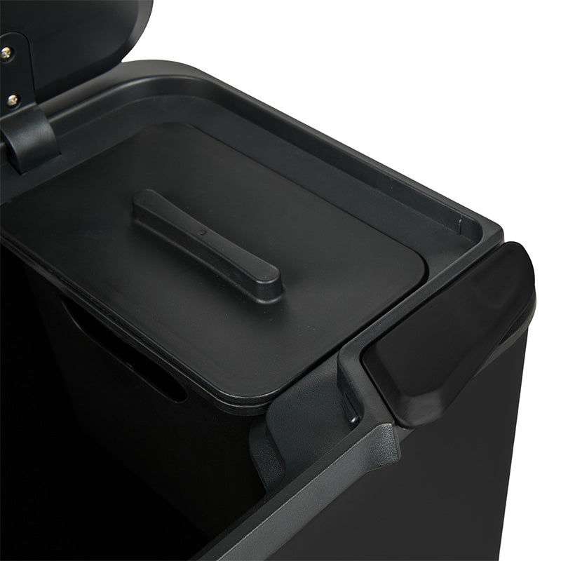 Prullenbak Push Bin 36L – Mat Zwart & Metal Grey