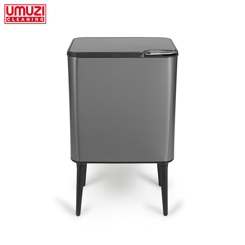 Prullenbak Push Bin 36L – Mat Zwart & Metal Grey