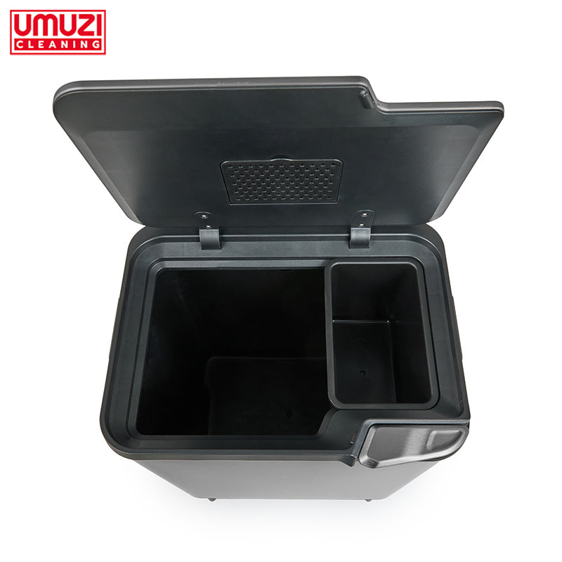 Prullenbak Push Bin 36L – Mat Zwart & Metal Grey