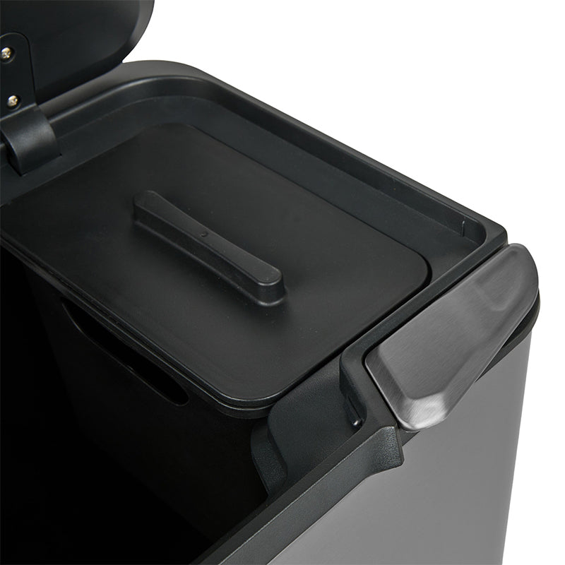 Prullenbak Push Bin 36L – Mat Zwart & Metal Grey