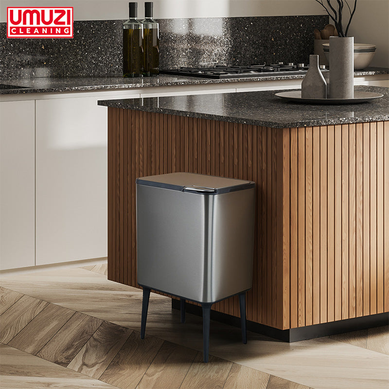 Prullenbak Push Bin 36L – Mat Zwart & Metal Grey