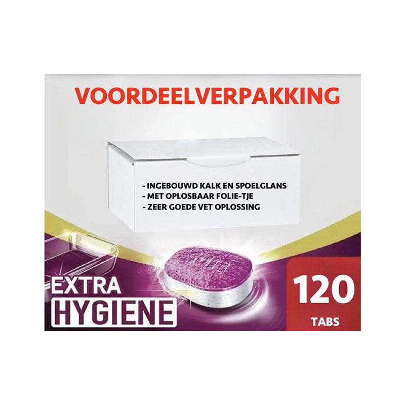 All-in-1 Vaatwastabletten – Extra Hygiëne – Voordeelverpakking 120 stuks 🧼✨