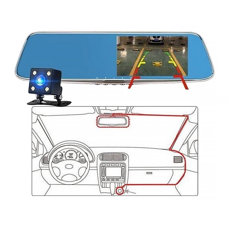 Dashcam Achteruitrijcamera in Spiegel – Veilig en Overzichtelijk Rijden