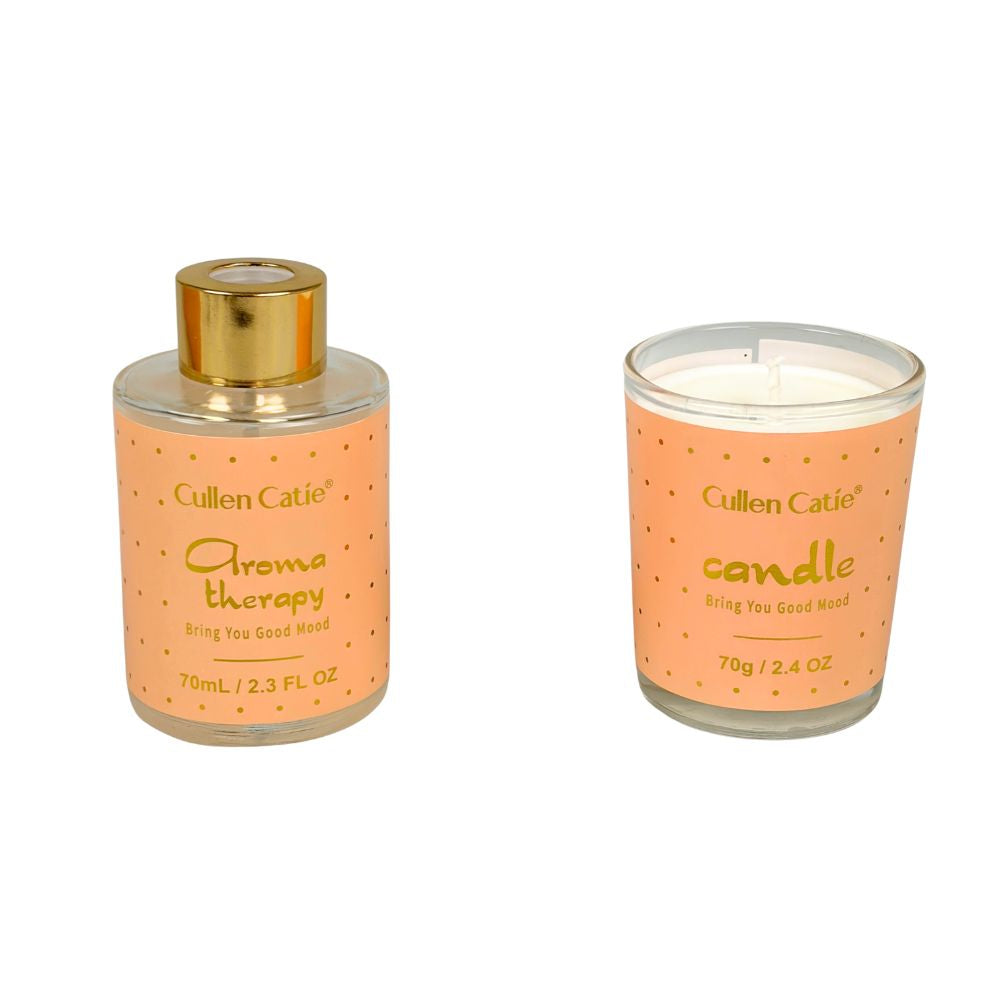Cullen Catie Geurset 3-delig – Geurdiffuser 70 ml & Geurkaars 70 g in Oranje