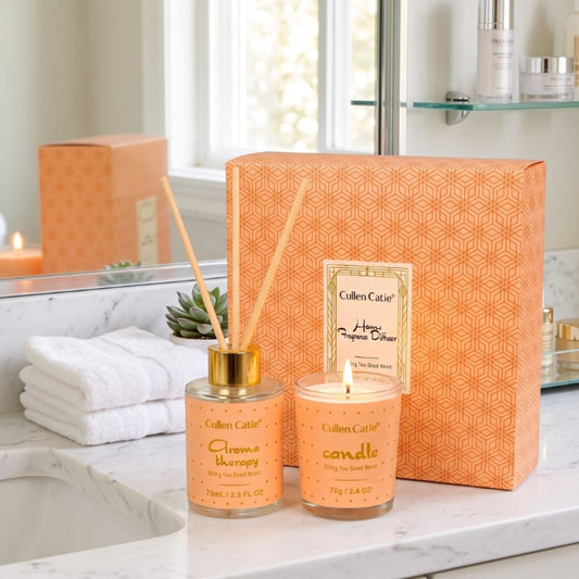 Cullen Catie Geurset 3-delig – Geurdiffuser 70 ml & Geurkaars 70 g in Oranje